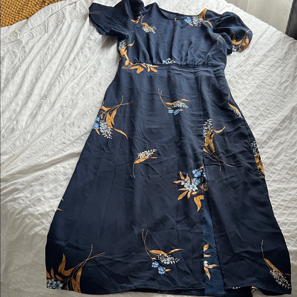 Sugarlips Navy and Gold Floral Maxi Dress